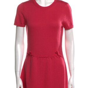 Red Valentino Bow Pink Luxury Italian Virgin Wool Knit Mini Dress M $750